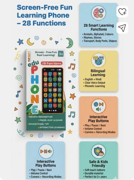 SJVJ educational phone with 22 features play and learn (Multicolor)