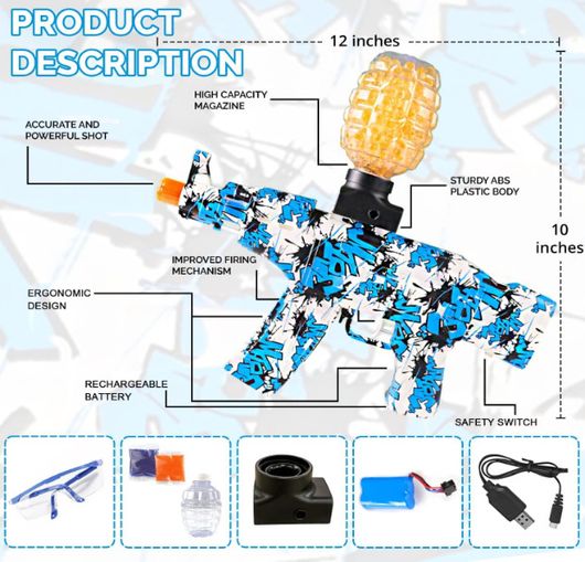 SJVJ Electric Water Ball Blaster Toy for Outdoor Activities with Small Balls Bullets Water Gun (Multicolor)